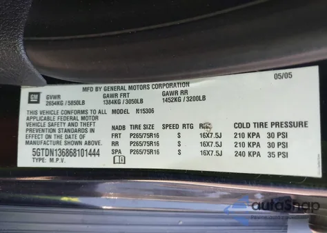 2006 Hummer H3 Suv из США, поврежденный, VIN 5GTDN136868101444